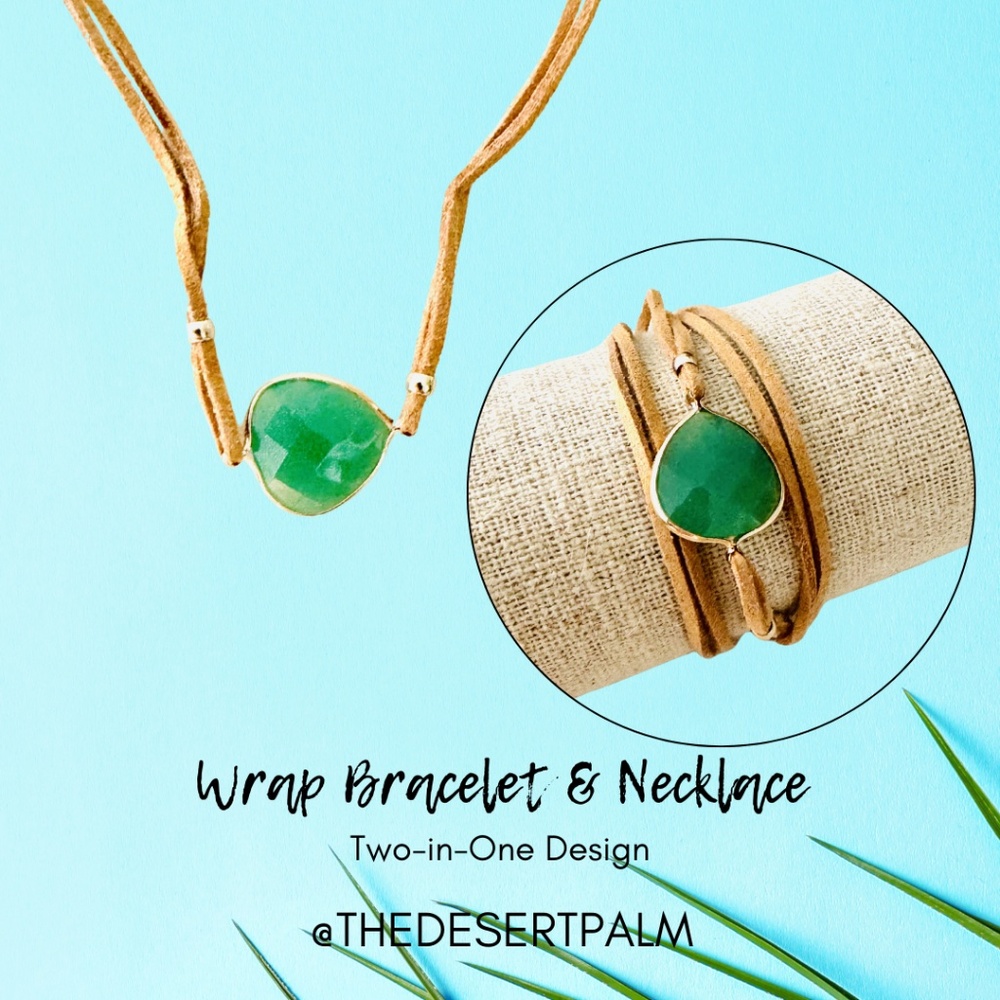 Green Wrap Necklace & Bracelet ✨ | Convertible Cord Jewelry Gift